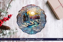 Christmas Wind Spinner | Stained Glass Landscape | Winter Product Image 1