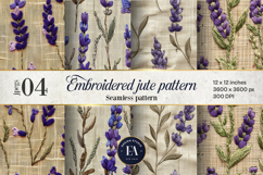 Embroidered Jute digital paper | Lavender pattern Product Image 1