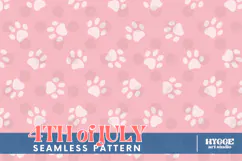 American 4th of July Cat Dog Paw Seamless Pattern PNG DTF Product Image 1