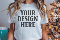 Christmas Bella Canvas 3001 White Shirt Mockup ,Trandy mocku Product Image 1