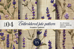 Embroidered Jute digital paper | Lavender pattern Product Image 1