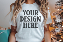 Christmas Bella Canvas 3001 Red Shirt Mockup ,Trandy mockup Product Image 1