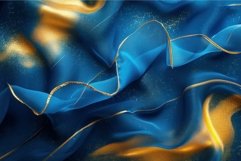 Elegant blue silk fabric with golden glitter Product Image 1