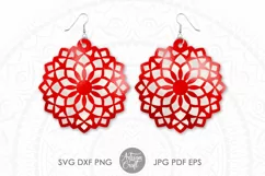 Mandala earring SVG, Floral Earrings SVG, Cut Files Product Image 1