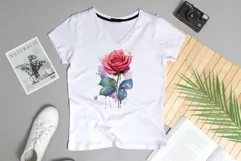 Watercolor rose flower sublimation PNG | 4 designs Product Image 3
