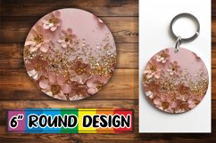 Sparkling Blossom Delight PNG Sublimation Circle: Keychain, Product Image 1