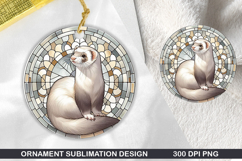 Ferret Stained Glass Ornament PNG, Sublimation PNG Design Product Image 1