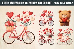 Cute Watercolor Valentines Day Clipart PNG Product Image 1