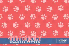 American 4th of July Cat Dog Paw Seamless Pattern PNG DTF Product Image 1
