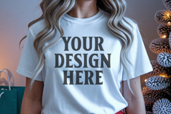 Christmas Bella Canvas 3001 Red Shirt Mockup ,Trandy mockup Product Image 1