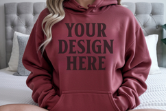 Red Gildan 18500 Hoodie Mockup, G18000 Hoodie Model mockup Product Image 1