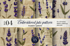 Embroidered Jute digital paper | Lavender pattern Product Image 1