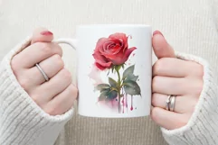 Watercolor rose flower sublimation PNG | 4 designs Product Image 4