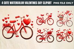 Cute Watercolor Valentines Day Clipart PNG Product Image 1