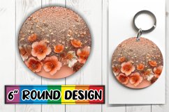 Radiant Glittery Floral PNG Sublimation : Keychain, Coaster Product Image 1