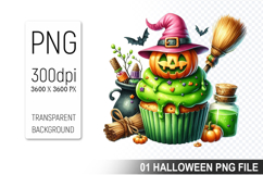 Cupcake With A Halloween Pumpkin, Halloween Clipart PNG File Product Image 1