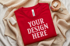 Christmas Bella Canvas 3001Red Folded Tshirt Mockup Product Image 1