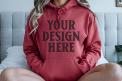 Red Gildan 18500 Hoodie Mockup, G18000 Hoodie Model mockup Product Image 1