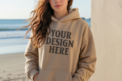 Sand Gildan 18500 Hoodie Sweatshirt Mockup, 185 mock-up Product Image 1