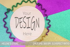 Mardi Gras mockup | round wood sign mock up, jpg Product Image 2