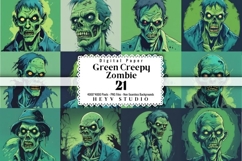 Green Frankenstein Zombie digital paper, Green Halloween Product Image 1