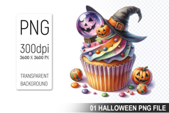 Cupcake With A Halloween Pumpkin, Halloween Clipart PNG File Product Image 1