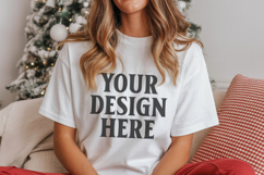 Christmas Bella Canvas 3001 White Shirt Mockup ,Trandy mock Product Image 1