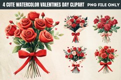 Cute Watercolor Valentines Day Clipart PNG Product Image 1