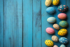 Framed Easter eggs on a wooden table Product Image 1