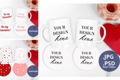 2 Mugs & 2 Round Coasters mockup Valentine's Day, PSD & JPG Product Image 1