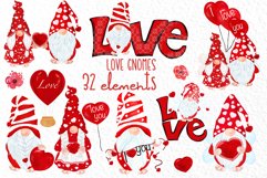 Valentine Gnomes clipart Love clipart Cute Characters Product Image 1