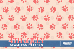 American 4th of July Cat Dog Paw Seamless Pattern PNG DTF Product Image 1