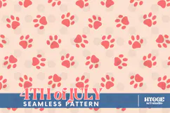 American 4th of July Cat Dog Paw Seamless Pattern PNG DTF Product Image 1