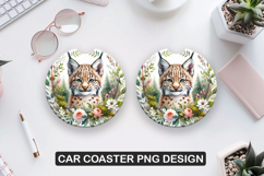 Lynx Car Coaster Sublimation| Animal Coaster PNG Product Image 1