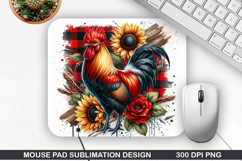 Rooster Mouse Pad Sublimation, Animals Mouse Pad PNG Product Image 1