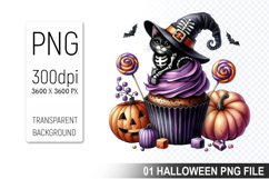 Cupcake With A Halloween Skull, Halloween Clipart PNG File Product Image 1
