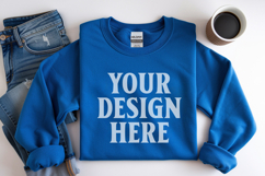 Indigo Blue Gildan 18000 Folded Flat Lay Mockups Product Image 1