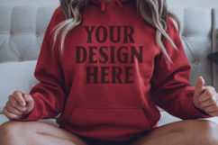 Red Gildan 18500 Hoodie Mockup, G18000 Hoodie Model mockup Product Image 1