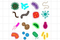 Vmrus or bocteria icons vector set. Microorganism symbols. Product Image 1