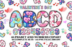 Valentine Alphabet Clip Art, valentines day letters doodle Product Image 1
