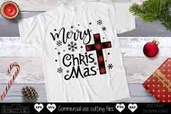 Merry Christmas SVG, buffalo plaid cross svg Product Image 3