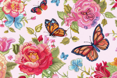 Monarch Butterfly and Flowers Background Wallpaper Product Image 1