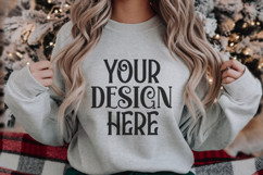 Christmas Gildan 18000 Sport Grey Crewneck Sweatshirt Mockup Product Image 1