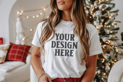 Christmas Bella Canvas 3001 White Shirt Mockup ,Trandy mock Product Image 1