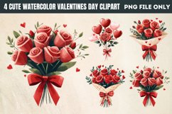 Cute Watercolor Valentines Day Clipart PNG Product Image 1