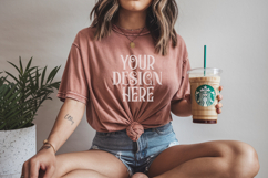 Comfort Colors 1717 Terracotta T-shirt Mockups, Real Model Product Image 1