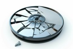 Shattered compact disc on white background Product Image 1