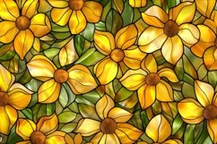Stained Glass Flowers Background Wallpaper Product Image 1