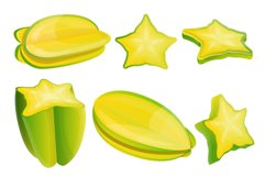 Carambola icons set, cartoon style Product Image 1
