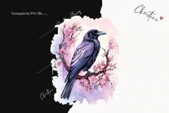 Pastel Raven Clipart | Watercolor Halloween PNG Product Image 2